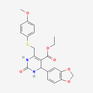 molecular formula C22H22N2O6S B4306996 Ethyl 4-(1,3-benzodioxol-5-yl)-6-{[(4-methoxyphenyl)sulfanyl]methyl}-2-oxo-1,2,3,4-tetrahydropyrimidine-5-carboxylate 