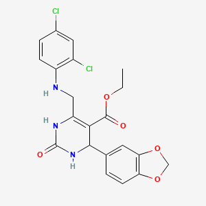 molecular formula C21H19Cl2N3O5 B4307003 ETHYL 4-(1,3-BENZODIOXOL-5-YL)-6-[(2,4-DICHLOROANILINO)METHYL]-2-OXO-1,2,3,4-TETRAHYDRO-5-PYRIMIDINECARBOXYLATE 