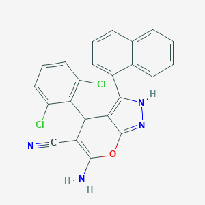 6-Amino-4-(2,6-dichlorophenyl)-3-(1-naphthyl)-1,4-dihydropyrano[2,3-c]pyrazole-5-carbonitrile