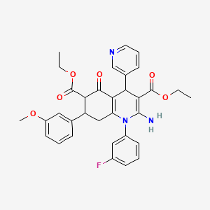 molecular formula C33H32FN3O6 B4307041 DIETHYL 2-AMINO-1-(3-FLUOROPHENYL)-7-(3-METHOXYPHENYL)-5-OXO-4-(3-PYRIDYL)-1,4,5,6,7,8-HEXAHYDRO-3,6-QUINOLINEDICARBOXYLATE 