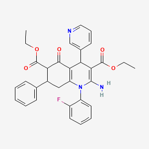 molecular formula C32H30FN3O5 B4307047 DIETHYL 2-AMINO-1-(2-FLUOROPHENYL)-5-OXO-7-PHENYL-4-(3-PYRIDYL)-1,4,5,6,7,8-HEXAHYDRO-3,6-QUINOLINEDICARBOXYLATE 