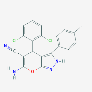 6-Amino-4-(2,6-dichlorophenyl)-3-(4-methylphenyl)-1,4-dihydropyrano[2,3-c]pyrazole-5-carbonitrile