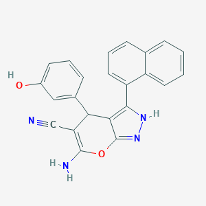 6-Amino-4-(3-hydroxyphenyl)-3-naphthalen-1-yl-2,4-dihydropyrano[2,3-c]pyrazole-5-carbonitrile