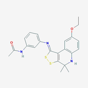molecular formula C22H23N3O2S2 B430711 N-(3-{[(1Z)-8-ethoxy-4,4-dimethyl-4,5-dihydro-1H-[1,2]dithiolo[3,4-c]quinolin-1-ylidene]amino}phenyl)acetamide 