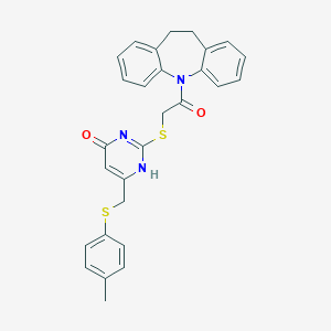 2-[2-(5,6-dihydrobenzo[b][1]benzazepin-11-yl)-2-oxoethyl]sulfanyl-6-[(4-methylphenyl)sulfanylmethyl]-1H-pyrimidin-4-one