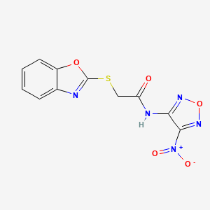 molecular formula C11H7N5O5S B4307164 2-(1,3-benzoxazol-2-ylsulfanyl)-N-(4-nitro-1,2,5-oxadiazol-3-yl)acetamide 