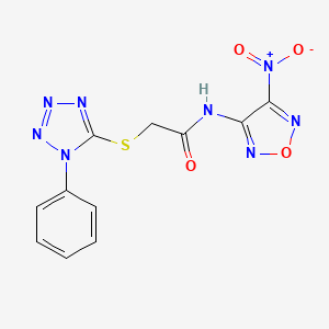 molecular formula C11H8N8O4S B4307175 N-(4-NITRO-1,2,5-OXADIAZOL-3-YL)-2-[(1-PHENYL-1H-1,2,3,4-TETRAZOL-5-YL)SULFANYL]ACETAMIDE 