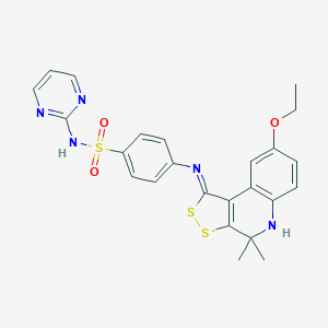 molecular formula C24H23N5O3S3 B430719 4-{[(1Z)-8-ethoxy-4,4-dimethyl-4,5-dihydro-1H-[1,2]dithiolo[3,4-c]quinolin-1-ylidene]amino}-N-pyrimidin-2-ylbenzenesulfonamide 