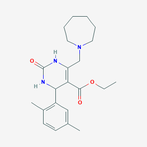 molecular formula C22H31N3O3 B4307209 ETHYL 6-[(AZEPAN-1-YL)METHYL]-4-(2,5-DIMETHYLPHENYL)-2-OXO-1,2,3,4-TETRAHYDROPYRIMIDINE-5-CARBOXYLATE 