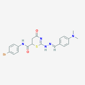 molecular formula C20H20BrN5O2S B430721 N-(4-bromophenyl)-2-[(2E)-2-[[4-(dimethylamino)phenyl]methylidene]hydrazinyl]-4-oxo-5,6-dihydro-1,3-thiazine-6-carboxamide 