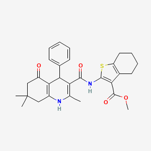 molecular formula C29H32N2O4S B4307224 METHYL 2-{[(2,7,7-TRIMETHYL-5-OXO-4-PHENYL-1,4,5,6,7,8-HEXAHYDRO-3-QUINOLINYL)CARBONYL]AMINO}-4,5,6,7-TETRAHYDRO-1-BENZOTHIOPHENE-3-CARBOXYLATE 