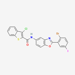 molecular formula C22H11BrClIN2O2S B4307235 N-[2-(2-BROMO-5-IODOPHENYL)-13-BENZOXAZOL-5-YL]-3-CHLORO-1-BENZOTHIOPHENE-2-CARBOXAMIDE 