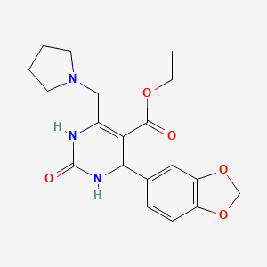 molecular formula C19H23N3O5 B4307239 ETHYL 4-(1,3-BENZODIOXOL-5-YL)-2-OXO-6-(1-PYRROLIDINYLMETHYL)-1,2,3,4-TETRAHYDRO-5-PYRIMIDINECARBOXYLATE 