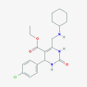 molecular formula C20H26ClN3O3 B4307262 ETHYL 4-(4-CHLOROPHENYL)-6-[(CYCLOHEXYLAMINO)METHYL]-2-OXO-1,2,3,4-TETRAHYDRO-5-PYRIMIDINECARBOXYLATE 