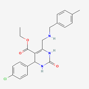 molecular formula C22H24ClN3O3 B4307269 ETHYL 4-(4-CHLOROPHENYL)-6-({[(4-METHYLPHENYL)METHYL]AMINO}METHYL)-2-OXO-1,2,3,4-TETRAHYDROPYRIMIDINE-5-CARBOXYLATE 