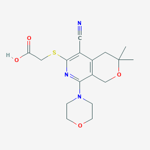 2-[(5-Cyano-3,3-dimethyl-8-morpholin-4-yl-1,4-dihydropyrano[3,4-c]pyridin-6-yl)sulfanyl]acetic acid