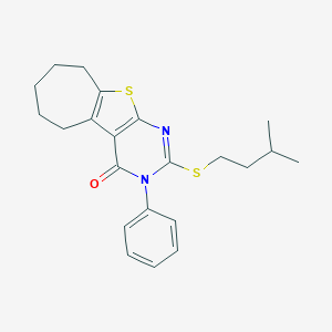 B430737 2-(isopentylsulfanyl)-3-phenyl-3,5,6,7,8,9-hexahydro-4H-cyclohepta[4,5]thieno[2,3-d]pyrimidin-4-one CAS No. 351160-02-6