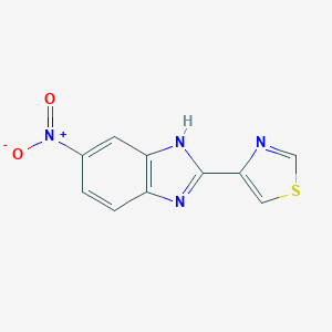 molecular formula C10H6N4O2S B043074 4-(5-硝基-1H-苯并[d]咪唑-2-基)噻唑 CAS No. 3575-05-1