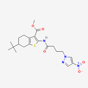 molecular formula C21H28N4O5S B4307448 METHYL 6-TERT-BUTYL-2-[4-(4-NITRO-1H-PYRAZOL-1-YL)BUTANAMIDO]-4,5,6,7-TETRAHYDRO-1-BENZOTHIOPHENE-3-CARBOXYLATE 
