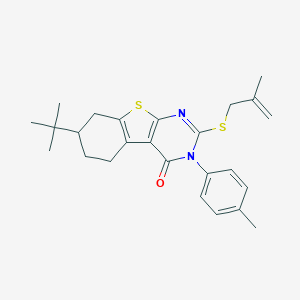 B430746 7-Tert-butyl-3-(4-methylphenyl)-2-(2-methylprop-2-enylsulfanyl)-5,6,7,8-tetrahydro-[1]benzothiolo[2,3-d]pyrimidin-4-one CAS No. 351160-54-8