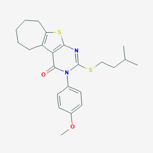 B430784 2-(isopentylsulfanyl)-3-(4-methoxyphenyl)-3,5,6,7,8,9-hexahydro-4H-cyclohepta[4,5]thieno[2,3-d]pyrimidin-4-one CAS No. 351160-99-1