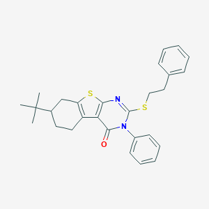 molecular formula C28H30N2OS2 B430785 7-tert-butyl-3-phenyl-2-[(2-phenylethyl)sulfanyl]-5,6,7,8-tetrahydro[1]benzothieno[2,3-d]pyrimidin-4(3H)-one CAS No. 351160-92-4