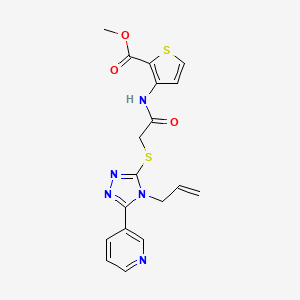 molecular formula C18H17N5O3S2 B4308110 METHYL 3-(2-{[4-(PROP-2-EN-1-YL)-5-(PYRIDIN-3-YL)-4H-1,2,4-TRIAZOL-3-YL]SULFANYL}ACETAMIDO)THIOPHENE-2-CARBOXYLATE 