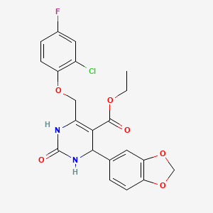 molecular formula C21H18ClFN2O6 B4308184 ETHYL 4-(2H-1,3-BENZODIOXOL-5-YL)-6-[(2-CHLORO-4-FLUOROPHENOXY)METHYL]-2-OXO-1,2,3,4-TETRAHYDROPYRIMIDINE-5-CARBOXYLATE 
