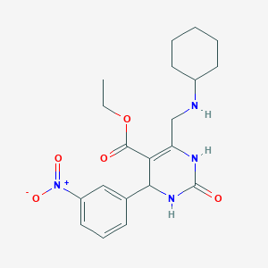 molecular formula C20H26N4O5 B4308198 ETHYL 6-[(CYCLOHEXYLAMINO)METHYL]-4-(3-NITROPHENYL)-2-OXO-1,2,3,4-TETRAHYDRO-5-PYRIMIDINECARBOXYLATE 