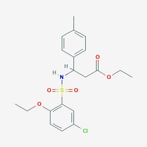 molecular formula C20H24ClNO5S B4308226 ETHYL 3-(5-CHLORO-2-ETHOXYBENZENESULFONAMIDO)-3-(4-METHYLPHENYL)PROPANOATE 