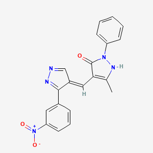 molecular formula C20H15N5O3 B4308249 (4Z)-5-methyl-4-{[3-(3-nitrophenyl)-1H-pyrazol-4-yl]methylidene}-2-phenyl-2,4-dihydro-3H-pyrazol-3-one 