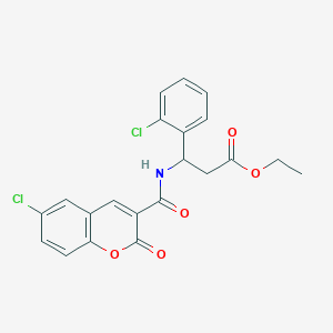 molecular formula C21H17Cl2NO5 B4308253 ethyl 3-{[(6-chloro-2-oxo-2H-chromen-3-yl)carbonyl]amino}-3-(2-chlorophenyl)propanoate 