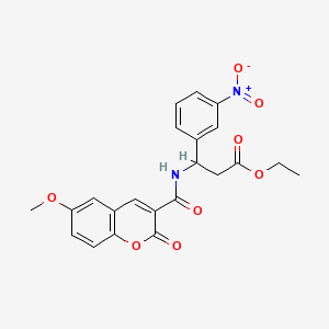 molecular formula C22H20N2O8 B4308267 ETHYL 3-[(6-METHOXY-2-OXO-2H-CHROMEN-3-YL)FORMAMIDO]-3-(3-NITROPHENYL)PROPANOATE 