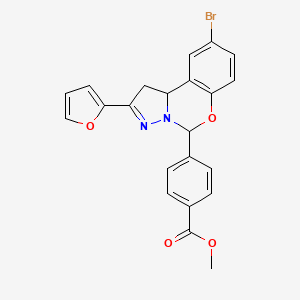 molecular formula C22H17BrN2O4 B4308311 Methyl 4-[9-bromo-2-(furan-2-yl)-1,10b-dihydropyrazolo[1,5-c][1,3]benzoxazin-5-yl]benzoate 