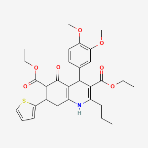 molecular formula C30H35NO7S B4308373 DIETHYL 4-(3,4-DIMETHOXYPHENYL)-5-OXO-2-PROPYL-7-(2-THIENYL)-1,4,5,6,7,8-HEXAHYDRO-3,6-QUINOLINEDICARBOXYLATE 