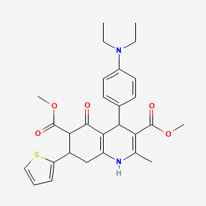 molecular formula C28H32N2O5S B4308383 DIMETHYL 4-[4-(DIETHYLAMINO)PHENYL]-2-METHYL-5-OXO-7-(2-THIENYL)-1,4,5,6,7,8-HEXAHYDRO-3,6-QUINOLINEDICARBOXYLATE 