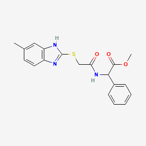 molecular formula C19H19N3O3S B4308652 METHYL 2-({2-[(5-METHYL-1H-1,3-BENZIMIDAZOL-2-YL)SULFANYL]ACETYL}AMINO)-2-PHENYLACETATE 