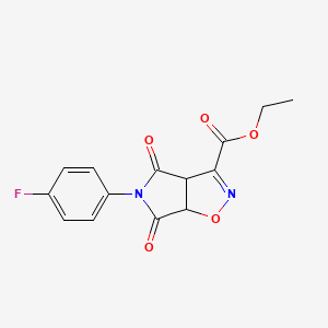 molecular formula C14H11FN2O5 B4308904 ETHYL 5-(4-FLUOROPHENYL)-4,6-DIOXO-3AH,4H,5H,6H,6AH-PYRROLO[3,4-D][1,2]OXAZOLE-3-CARBOXYLATE 