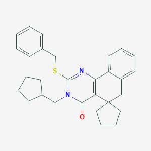 B430898 2-(benzylsulfanyl)-3-(cyclopentylmethyl)-3H-spiro[benzo[h]quinazoline-5,1'-cyclopentan]-4(6H)-one CAS No. 5728-01-8