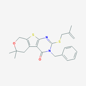 molecular formula C22H24N2O2S2 B430908 4-benzyl-12,12-dimethyl-5-(2-methylprop-2-enylsulfanyl)-11-oxa-8-thia-4,6-diazatricyclo[7.4.0.02,7]trideca-1(9),2(7),5-trien-3-one CAS No. 351341-33-8