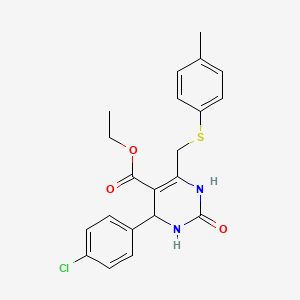 molecular formula C21H21ClN2O3S B4309192 Ethyl 4-(4-chlorophenyl)-6-{[(4-methylphenyl)sulfanyl]methyl}-2-oxo-1,2,3,4-tetrahydropyrimidine-5-carboxylate 