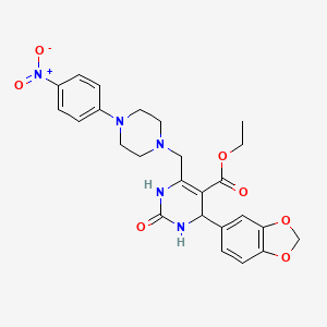 molecular formula C25H27N5O7 B4309197 ETHYL 4-(1,3-BENZODIOXOL-5-YL)-6-{[4-(4-NITROPHENYL)PIPERAZINO]METHYL}-2-OXO-1,2,3,4-TETRAHYDRO-5-PYRIMIDINECARBOXYLATE 