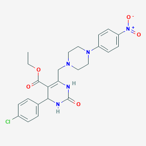 molecular formula C24H26ClN5O5 B4309198 ETHYL 4-(4-CHLOROPHENYL)-6-{[4-(4-NITROPHENYL)PIPERAZINO]METHYL}-2-OXO-1,2,3,4-TETRAHYDRO-5-PYRIMIDINECARBOXYLATE 