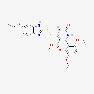 molecular formula C27H32N4O6S B4309241 ETHYL 4-(2,5-DIETHOXYPHENYL)-6-{[(5-ETHOXY-1H-1,3-BENZIMIDAZOL-2-YL)SULFANYL]METHYL}-2-OXO-1,2,3,4-TETRAHYDRO-5-PYRIMIDINECARBOXYLATE 