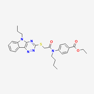 molecular formula C27H31N5O3S B4309361 ETHYL 4-(BUTYL{2-[(5-PROPYL-5H-[1,2,4]TRIAZINO[5,6-B]INDOL-3-YL)SULFANYL]ACETYL}AMINO)BENZOATE 