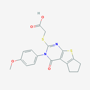 B430937 {[3-(4-methoxyphenyl)-4-oxo-3,5,6,7-tetrahydro-4H-cyclopenta[4,5]thieno[2,3-d]pyrimidin-2-yl]sulfanyl}acetic acid CAS No. 351159-67-6