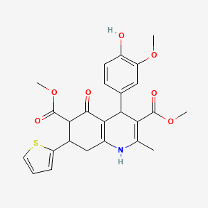 molecular formula C25H25NO7S B4309471 DIMETHYL 4-(4-HYDROXY-3-METHOXYPHENYL)-2-METHYL-5-OXO-7-(2-THIENYL)-1,4,5,6,7,8-HEXAHYDRO-3,6-QUINOLINEDICARBOXYLATE 