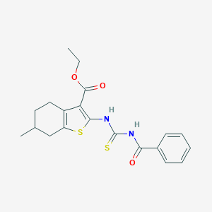 molecular formula C20H22N2O3S2 B430954 Ethyl 2-{[(benzoylamino)carbothioyl]amino}-6-methyl-4,5,6,7-tetrahydro-1-benzothiophene-3-carboxylate 