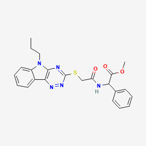 molecular formula C23H23N5O3S B4309619 METHYL 2-PHENYL-2-[2-({5-PROPYL-5H-[1,2,4]TRIAZINO[5,6-B]INDOL-3-YL}SULFANYL)ACETAMIDO]ACETATE 