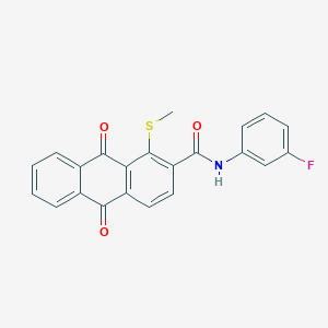 molecular formula C22H14FNO3S B4309668 N-(3-fluorophenyl)-1-(methylsulfanyl)-9,10-dioxo-9,10-dihydroanthracene-2-carboxamide 